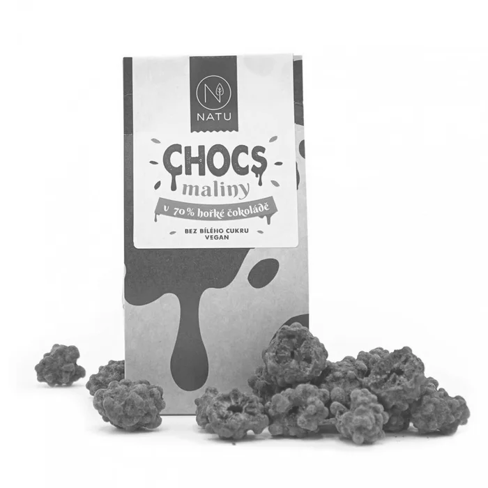 NATU Chocs Maliny v 70% hořké čokoládě 100 g
